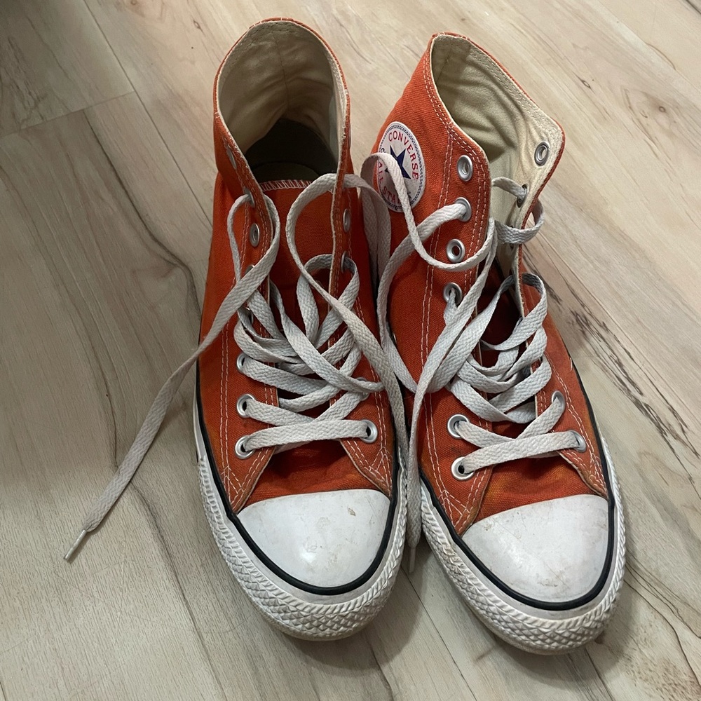 Orange high top Converse